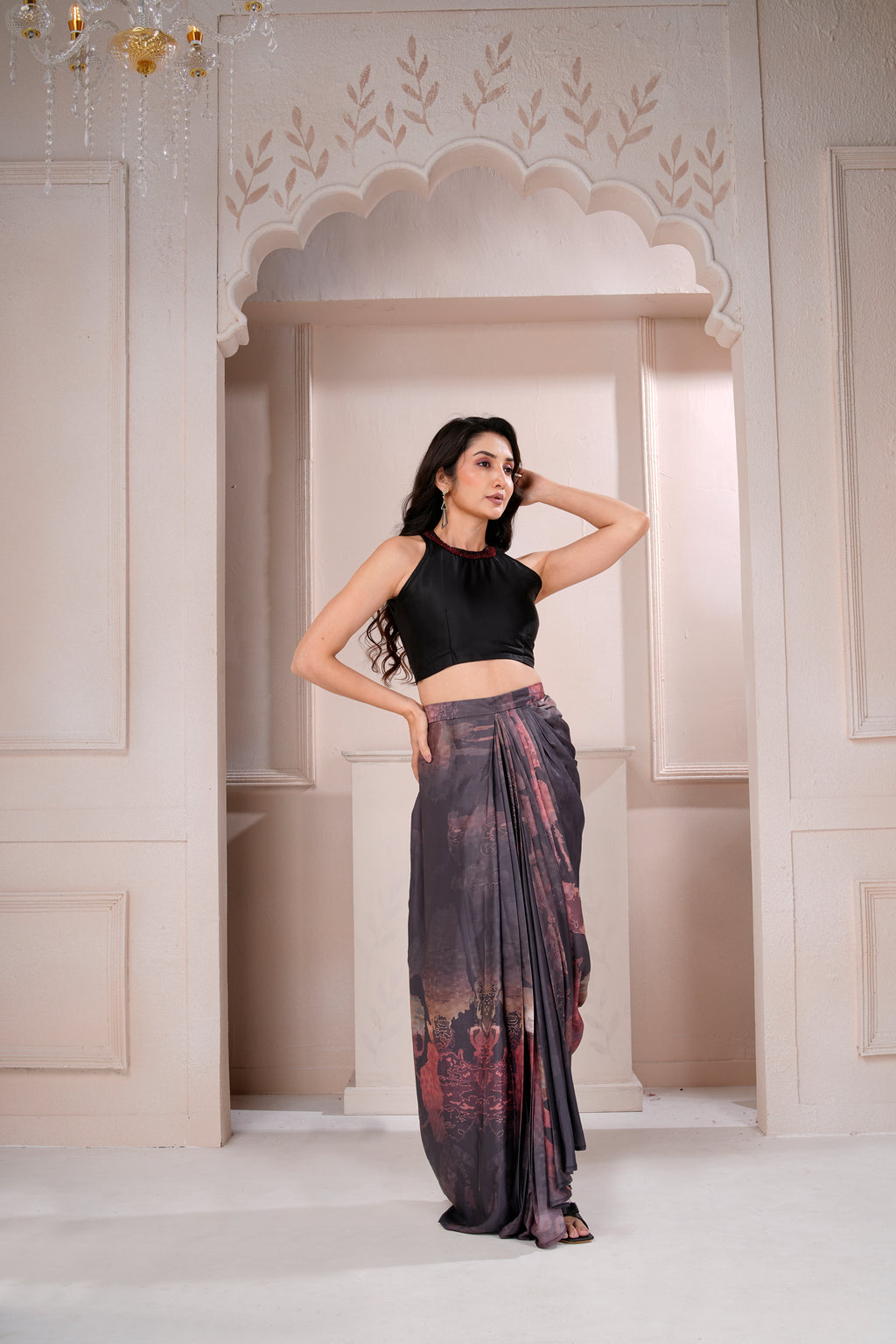 Elysia drape skirt and top set