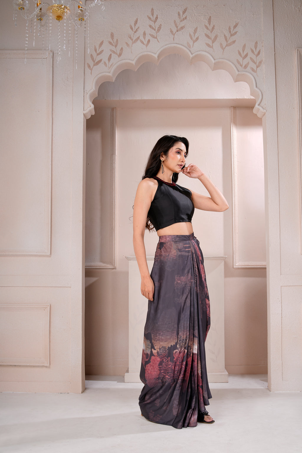 Elysia drape skirt and top set