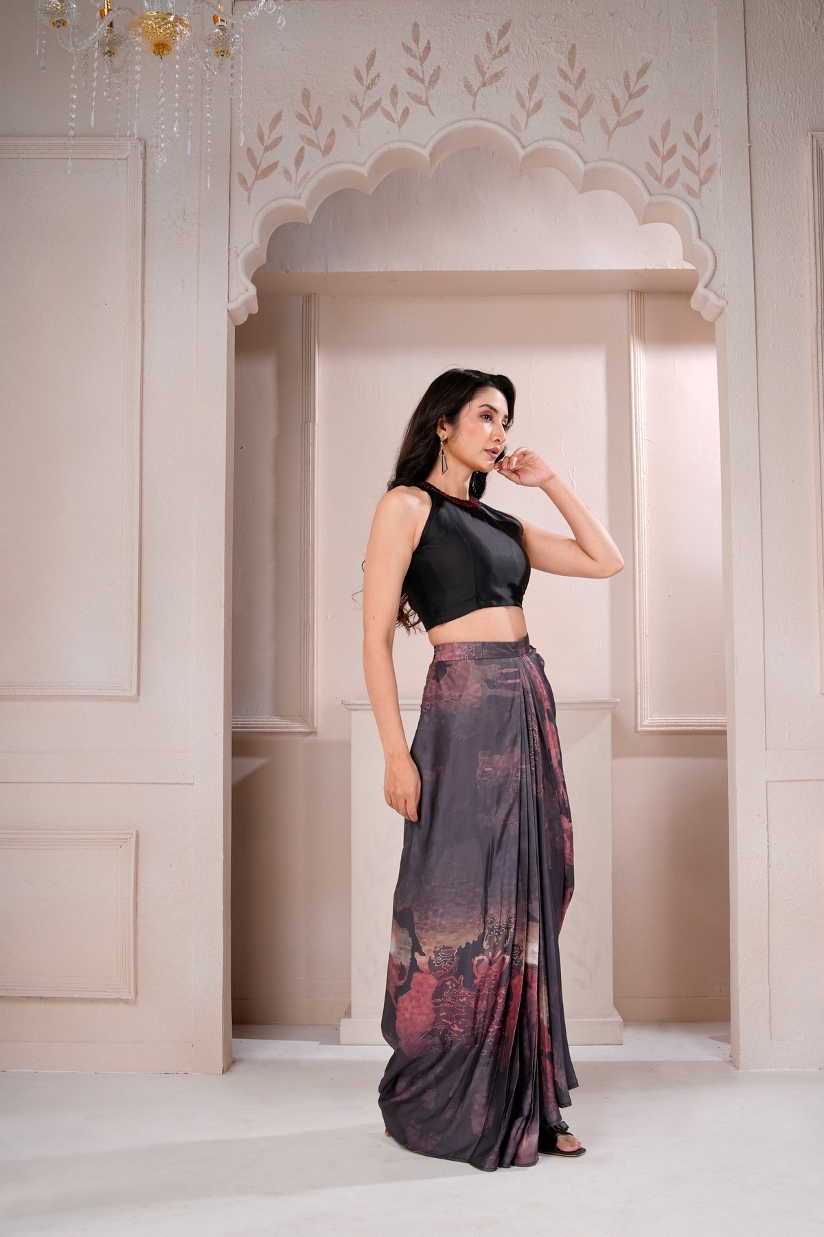 Elysia drape skirt and top set