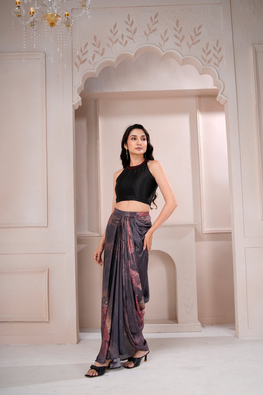 Elysia drape skirt and top set