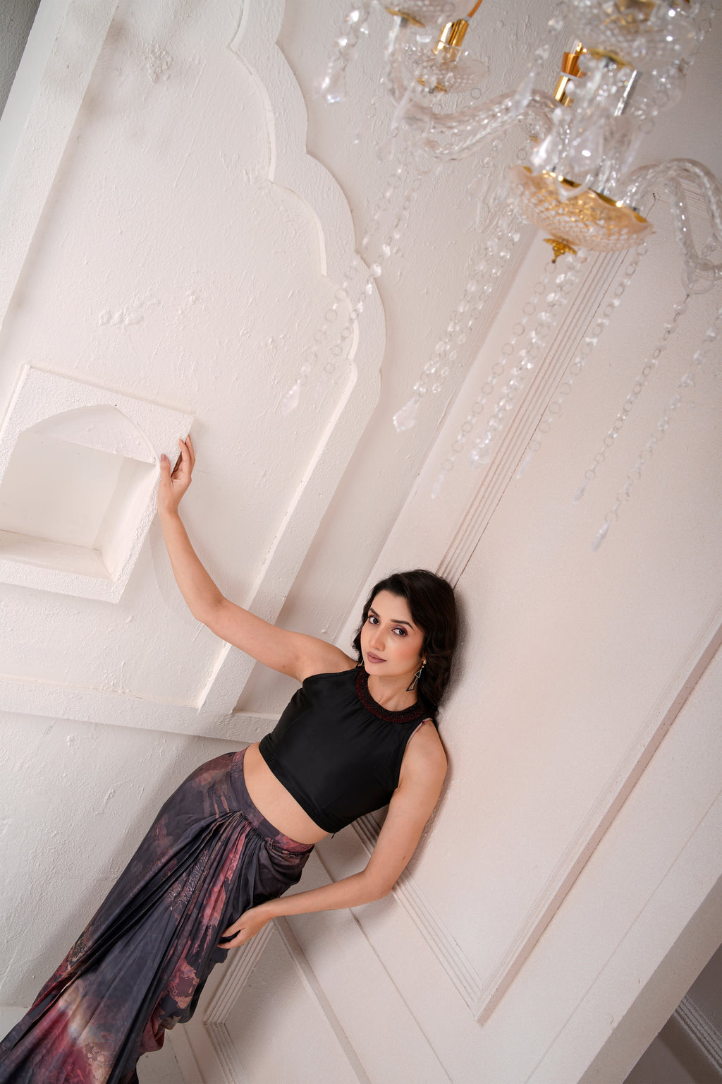 Elysia drape skirt and top set