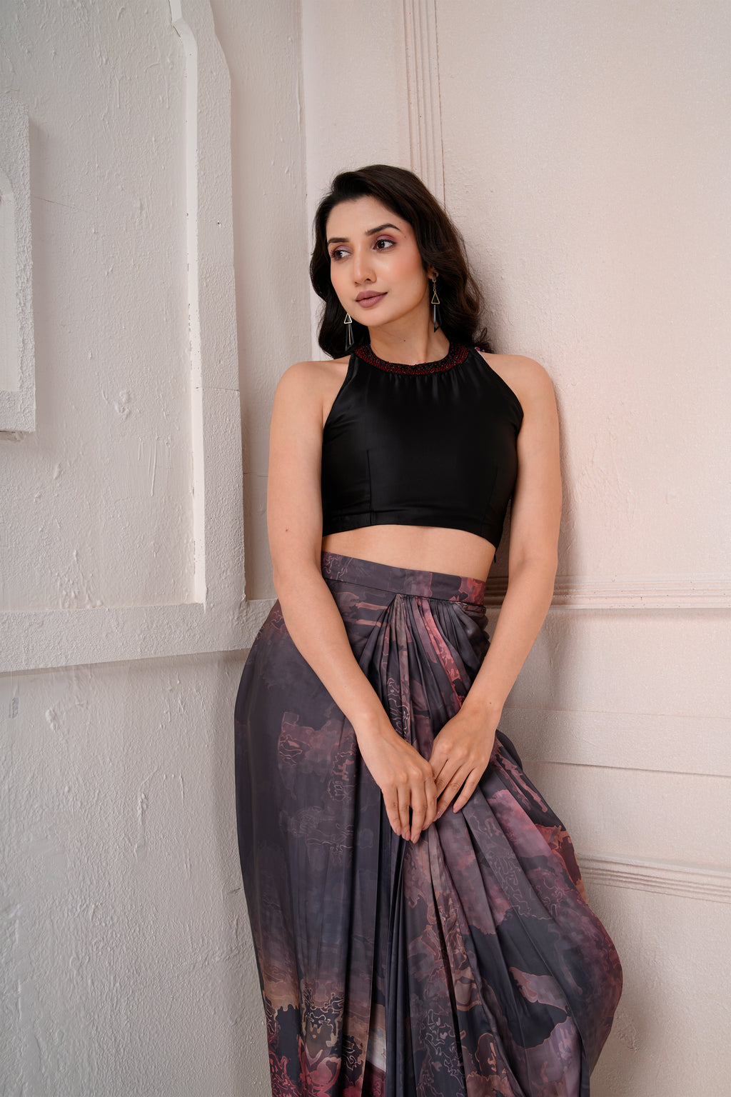 Elysia drape skirt and top set
