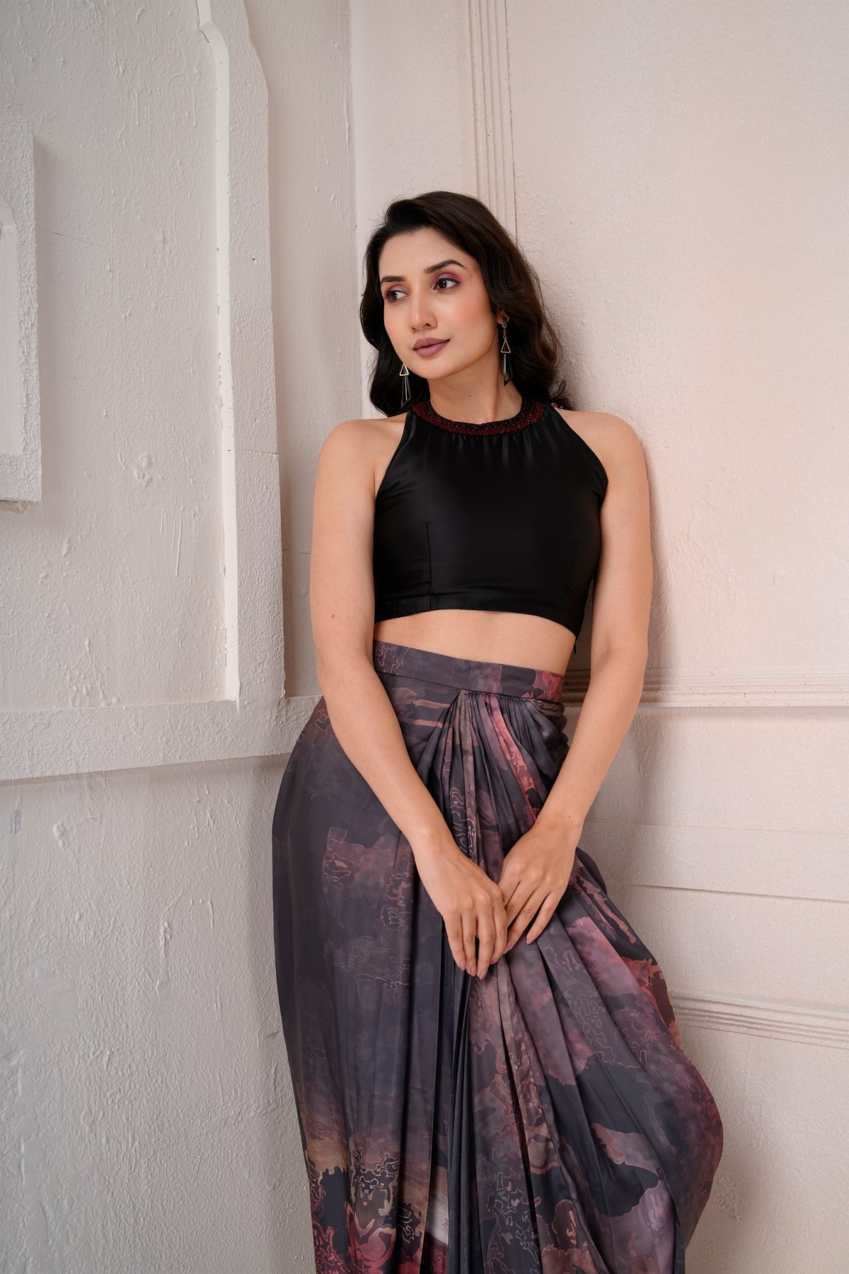 Elysia drape skirt and top set