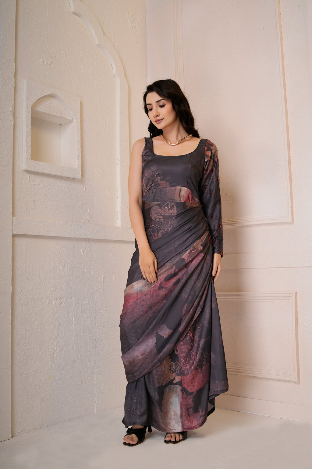 Elysia asymmetric drape dress