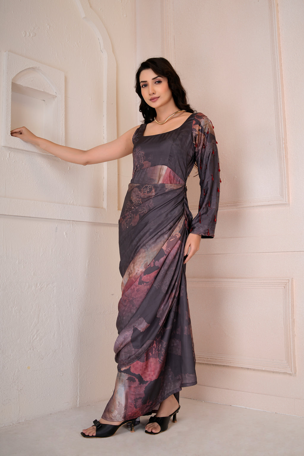 Elysia asymmetric drape dress
