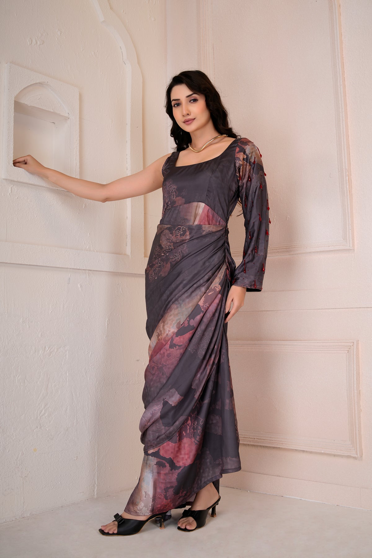 Elysia asymmetric drape dress